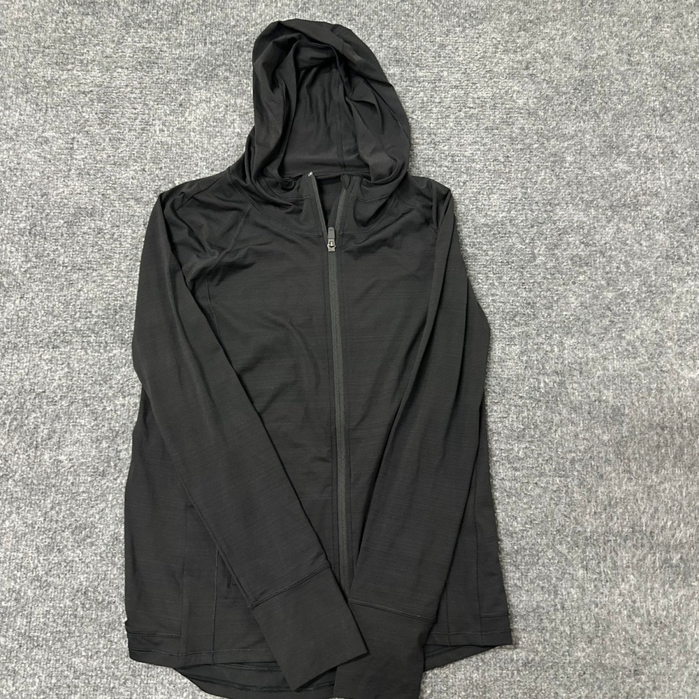 Athleta Hoodie Womens Size S Black Full Zip Lightweight Activewear Thumbholes